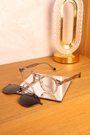 Armação de Grau com Clip-on Solar Wayfarer Cristal champanhe translúcido - CAILI